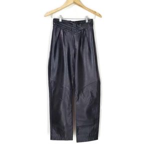 Vintage 80's Crossover Mom 100% Lambskin Leather Black Pants SZ 26 EUC Rare Soft